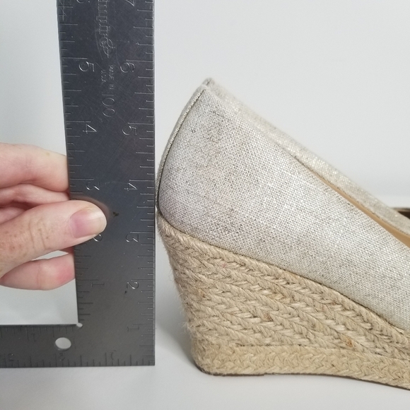 J. Crew Seville Espadrille Wedges Metallic Canvas Size 8 - Picture 4 of 11